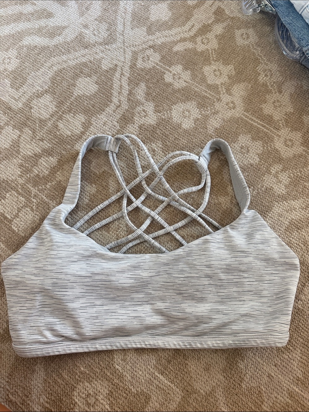 Strappy Light Gray Seamless Sports Bra